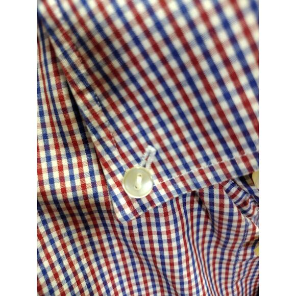 Eton Shirt Men Slim Fit 16/41 Blue Red Check Casual Preppy Office Button Down - Picture 5 of 8